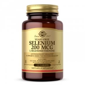 SOLGAR Selenium (Yeast Free) - Selen (nie zawiera drożdży) 200 mcg (100 tabl.)