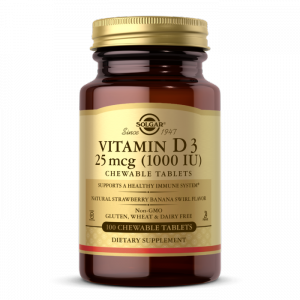 SOLGAR Witamina D3 1000 IU 25 mcg Chewable Tablets (100 tabl.)