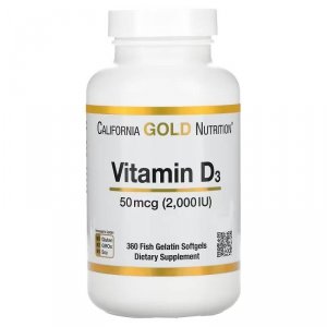 California Gold Nutrition Vitamin D3, 50 mcg (2,000 IU), 360 kaps. 