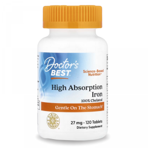 DOCTOR'S BEST High Absorption Iron 27 mg - Żelazo (120 tabl.)