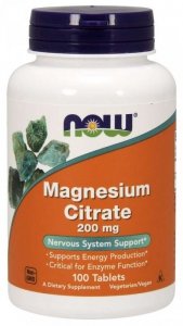 NOW FOODS Magnesium Citrate - Cytrynian Magnezu 200 mg (100 tabl.)