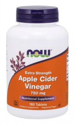 NOW FOODS Apple Cider Vinegar - Ocet Jabłkowy 750 mg (180 tabl.)