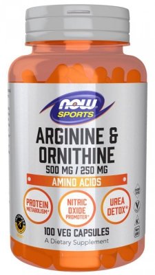 NOW FOODS Arginine 500 mg + Ornithine 250 mg (100 kaps.)