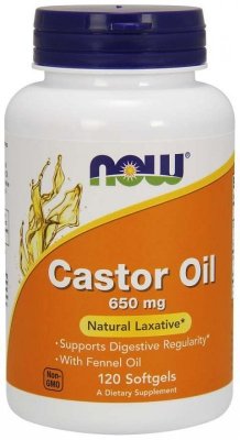 NOW FOODS Castor Oil - Olej Rycynowy 650 mg (120 kaps.)
