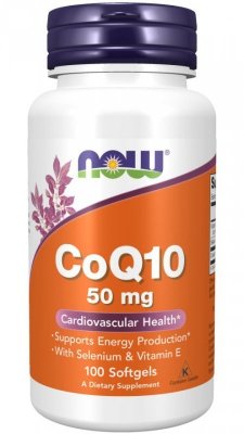 NOW FOODS CoQ10 50 mg - Koenzym Q10 50 mg z Witaminą E + Selen (100 kaps.)