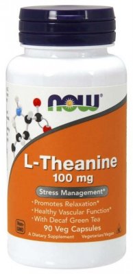 NOW FOODS L-Theanine 100 mg with Decaf Green Tea - L-Teanina i Zielona Herbata (90 kaps.)