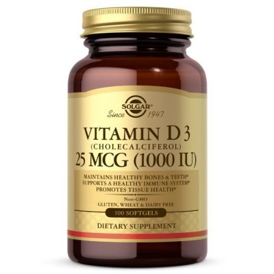 SOLGAR Witamina D3 1000 IU 25 mcg (100 kaps.)