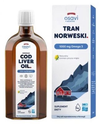 OSAVI Tran Norweski, 1000 mg Omega 3 (Cytryna - Mięta) (500 ml)