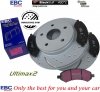 Przednie klocki Ultimax2 + nawiercone nacinane tarcze hamulcowe EBC seria GD Dodge RAM 1500 2006-