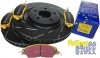Przednie klocki YellowStuff + NACINANE tarcze hamulcowe 336mm EBC seria USR Ford Mustang 2011-2014