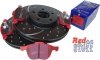 Przednie CERAMICZNE klocki RedStuff + NAWIERCANE NACINANE tarcze hamulcowe 300mm EBC seria GD Ford Escape FWD 2013-2019