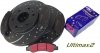 Przednie klocki Ultimax2 + NAWIERCANE NACINANE tarcze hamulcowe 330mm EBC seria GD Chevrolet Avalanche 1500 2007-2008