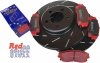 Przednie CERAMICZNE klocki RedStuff + NACINANE tarcze hamulcowe 320mm EBC seria USR Dodge Charger RWD V6
