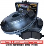 Przednie klocki + wiercone nacinane tarcze hamulcowe POWERSTOP 336mm / 5 szpilek Dodge RAM 1500 2006-