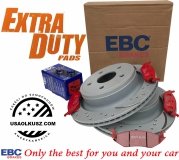 Tylne klocki EXTRA DUTY ED+ + nawiercone nacinane tarcze hamulcowe EBC seria GD Dodge Durango 2004-2009