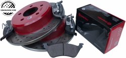 Tylne klocki BREMBO + WIERCONE NACINANE tarcze hamulcowe RED Dodge Caravan -2007