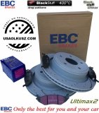 Tylne klocki Ultimax2 + nawiercone nacinane tarcze hamulcowe EBC seria GD Dodge RAM 1500 2003-