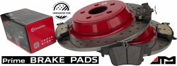 Tylne klocki brembo + WIERCONE NACINANE tarcze hamulcowe ATM 316mm RED Lincoln MKX 2016-2018