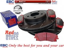 Przednie CERAMICZNE klocki RedStuff + NACINANE tarcze hamulcowe 320mm EBC seria USR Dodge Charger RWD V6