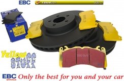 Przednie klocki YellowStuff + tarcze hamulcowe EBC seria PREMIUM Ford Mustang 5,0 V8 2015-