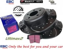 Tylne klocki Ultimax2 + WIERCONE NACINANE tarcze hamulcowe EBC seria GD Dodge Charger RWD V6