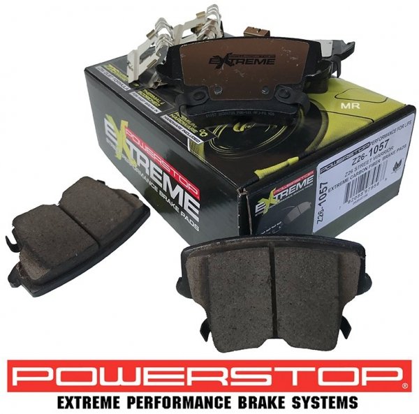 Tylne klocki Z26 + WIERCONE NACINANE NIE wentylowane tarcze hamulcowe POWERSTOP Dodge Challenger