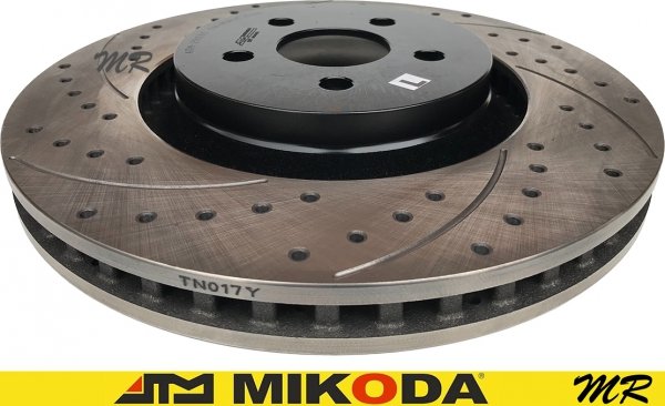 Przednie klocki + WIERCONE NACINANE tarcze hamulcowe ATM 345mm BLACK Lincoln Continental 2017-2020