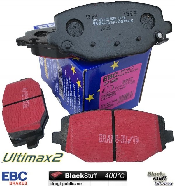 Tylne klocki Ultimax2 + tarcze hamulcowe 328mm EBC seria Premium Dodge Journey 2012-