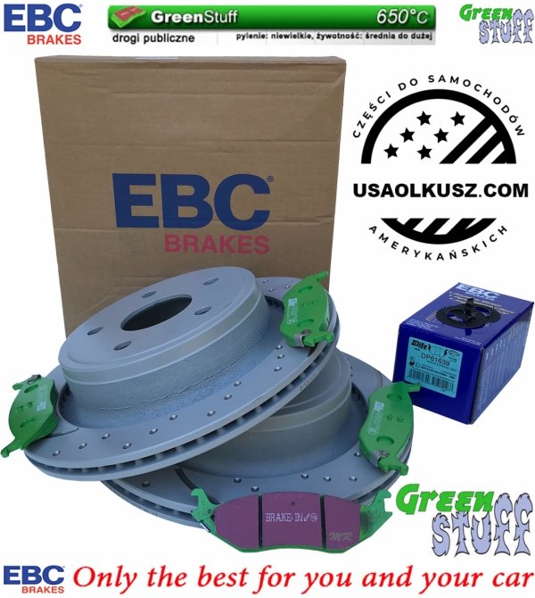 Tylne klocki GreenStuff + nawiercone nacinane tarcze hamulcowe EBC seria GD Chrysler Aspen