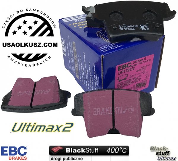 Tylne klocki Ultimax2 + NIE WENTYLOWANE tarcze hamulcowe EBC seria PREMIUM seria PREMIUM Dodge Charger RWD V6