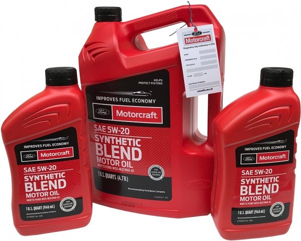 Olej silnikowy Motorcraft 5W20 SYNTHETIC BLEND MOTOR OIL 6,62 Ford Lincoln Mercury