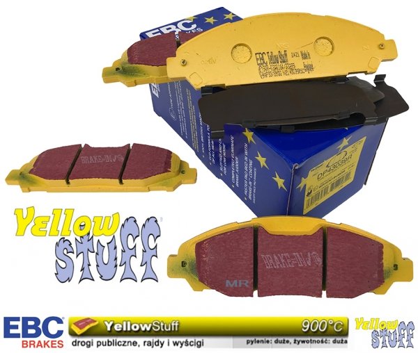Przednie klocki YellowStuff + NACINANE tarcze hamulcowe 320mm EBC seria USR Ford Mustang 2015-