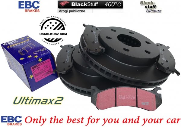 Przednie klocki Ultimax2 + tarcze hamulcowe EBC seria PREMIUM GMC Yukon -2006