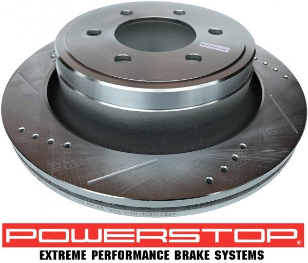 Tylne klocki Z36 + WIERCONE tarcze hamulcowe 6 szpilek manualny ręczny POWERSTOP Ford F-150 F150 2012-