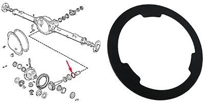 Podkładka regulacyjna łożysk wałka ataku mostu 8,25 / 210MM - 0,60mm Jeep Liberty