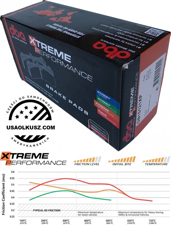 Przednie klocki DBA Xtreme Performance + NACINANE tarcze hamulcowe DBA seria 4000 T3 Ford F-150 2010-2020