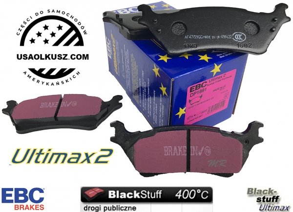 Tylne klocki Ultimax2 + tarcze hamulcowe 348mm 6 szpilek EBC seria PREMIUM Ford F-150 F150 2012-