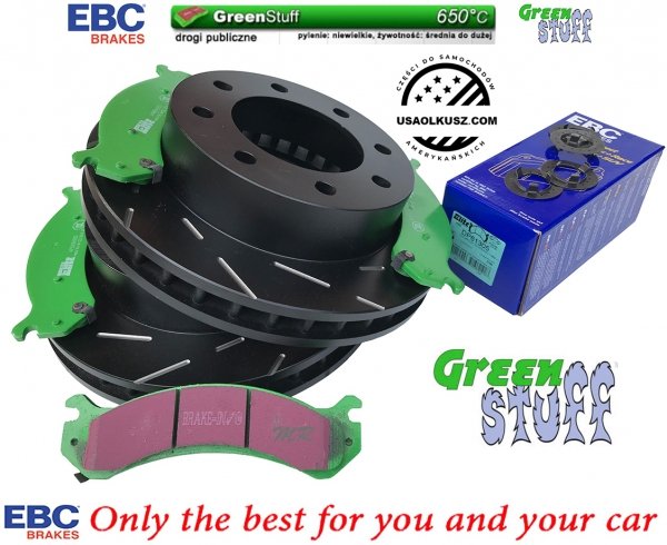 Przednie klocki GreenStuff + NACINANE tarcze hamulcowe EBC seria USR GMC Yukon XL 2500 2000-2013