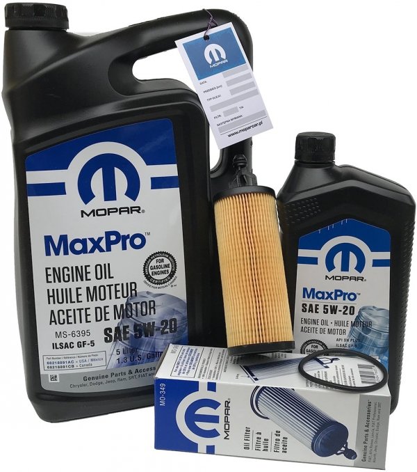 Olej MOPAR MaxPro 5W20 oraz oryginalny filtr Fiat Freemont 3,6 V6 2014-