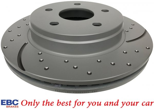 Przednie klocki EXTRA DUTY ED + nawiercone nacinane tarcze hamulcowe EBC seria GD Dodge RAM 1500 2006-
