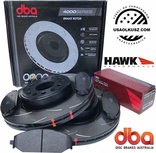 Przednie klocki HAWK SUPER DUTY + tarcze hamulcowe DBA 4000 T3 RAM 1500 DT 2019-
