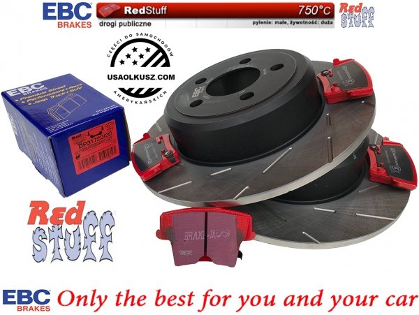Tylne CERAMICZNE klocki RedStuff + NACINANE NIE WENTYLOWANE tarcze hamulcowe EBC seria USR Lancia Thema RWD 3,6 V6