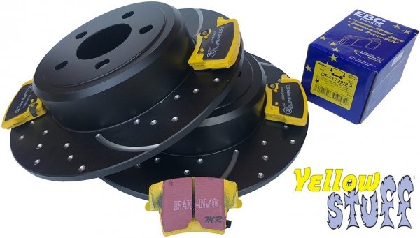 Tylne klocki YellowStuff + WIERCONE NACINANE tarcze hamulcowe EBC seria GD Dodge Charger