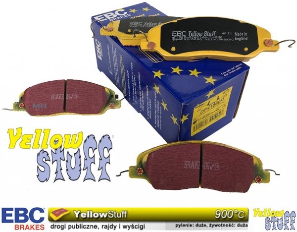 Przednie klocki YellowStuff + NACINANE tarcze hamulcowe 336mm EBC seria USR Ford Mustang 2011-2014