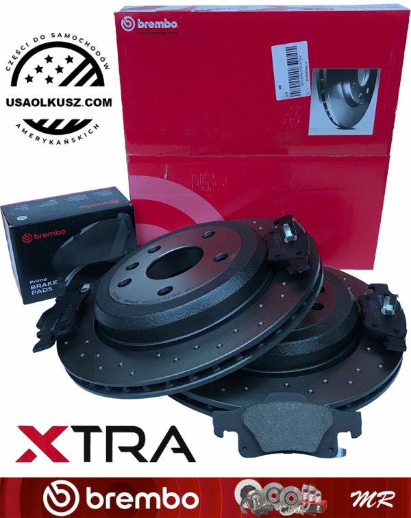 Tylne klocki brembo + wentylowane tarcze hamulcowe brembo XTRA Dodge Durango 2011-