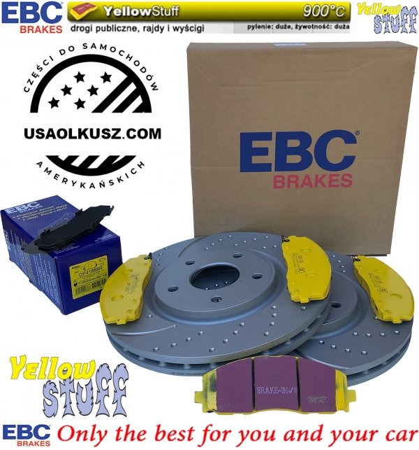 Przednie klocki YellowStuff + NAWIERCANE NACINANE tarcze hamulcowe 330mm EBC seria GD Dodge Journey 2012-
