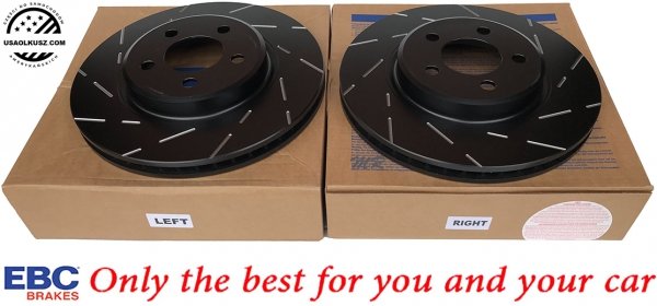 Przednie CERAMICZNE klocki RedStuff + NACINANE tarcze hamulcowe 320mm EBC seria USR Dodge Charger RWD V6