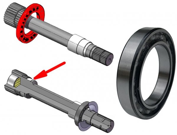 Wewnętrzne łożysko zewnętrznego łącznika prawej półosi przedniego mostu 215MM RAM 1500 DS 2012-