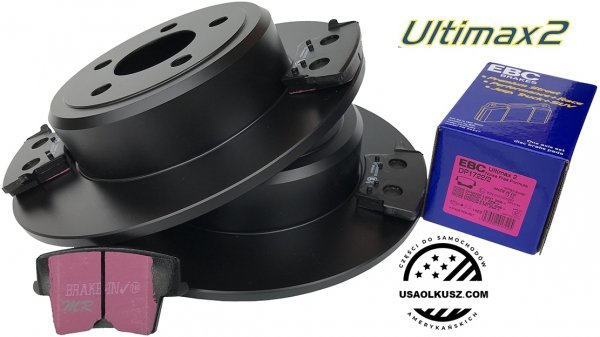 Tylne klocki Ultimax2 + NIE WENTYLOWANE tarcze hamulcowe EBC seria PREMIUM Chrysler 300C RWD V6
