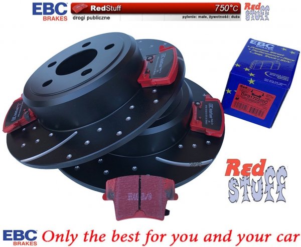 Tylne CERAMICZNE klocki RedStuff + WIERCONE NACINANE tarcze hamulcowe EBC seria GD Lancia Thema
